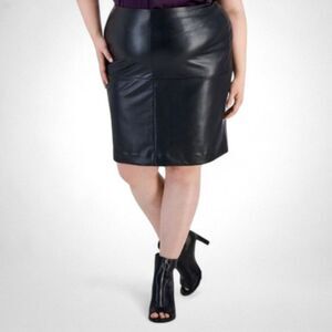 BAR III Womens Faux Leather Pencil Black Skirt, MACY'S NWT! Size 22W